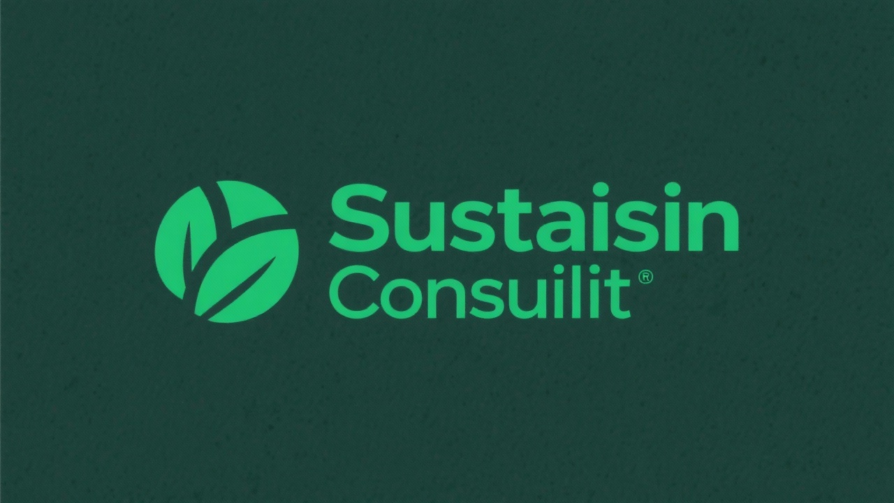 Minimalist Dutch Sustain Consult logo featuring simple deep green wordmark with circular leaf accent symbolising collaborative sustainability strategy and pragmatic impact delivery.